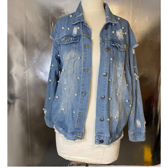 The Style Between Us distressed denim jacket L - Picture 14 of 14